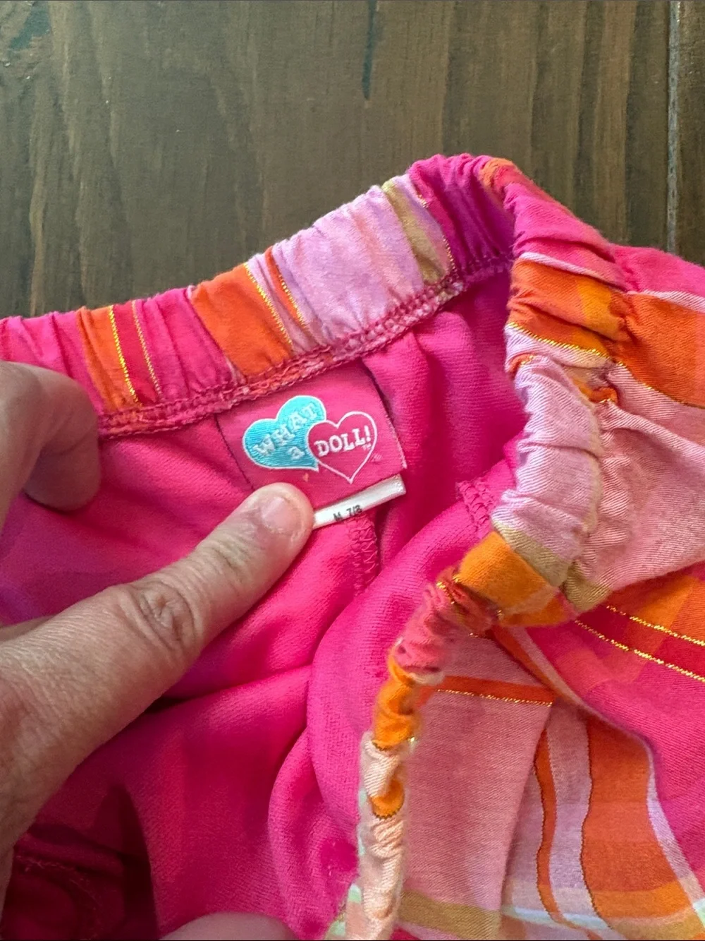 art class Tan Joggers with Pink & Orange Plaid Skirt